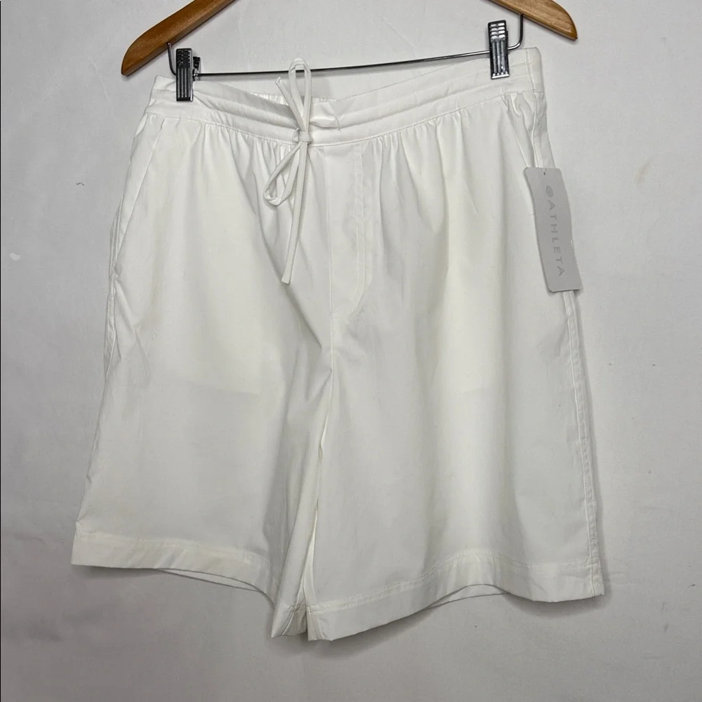 NWT Athleta drift poplin Bermuda pull on elastic waist UV 40% shorts sz M - Picture 1 of 7